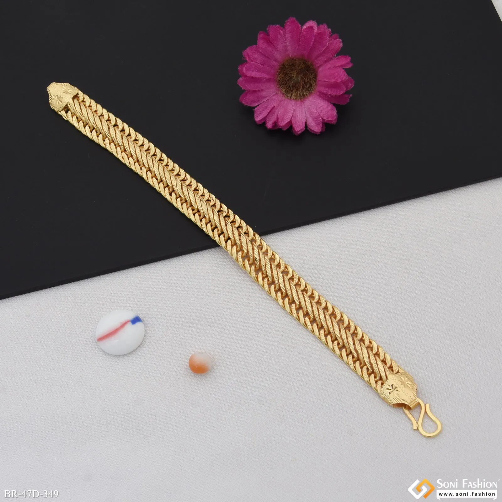 1 Gram Gold Plated Delicate Design Link Bracelet for Men - Style D349