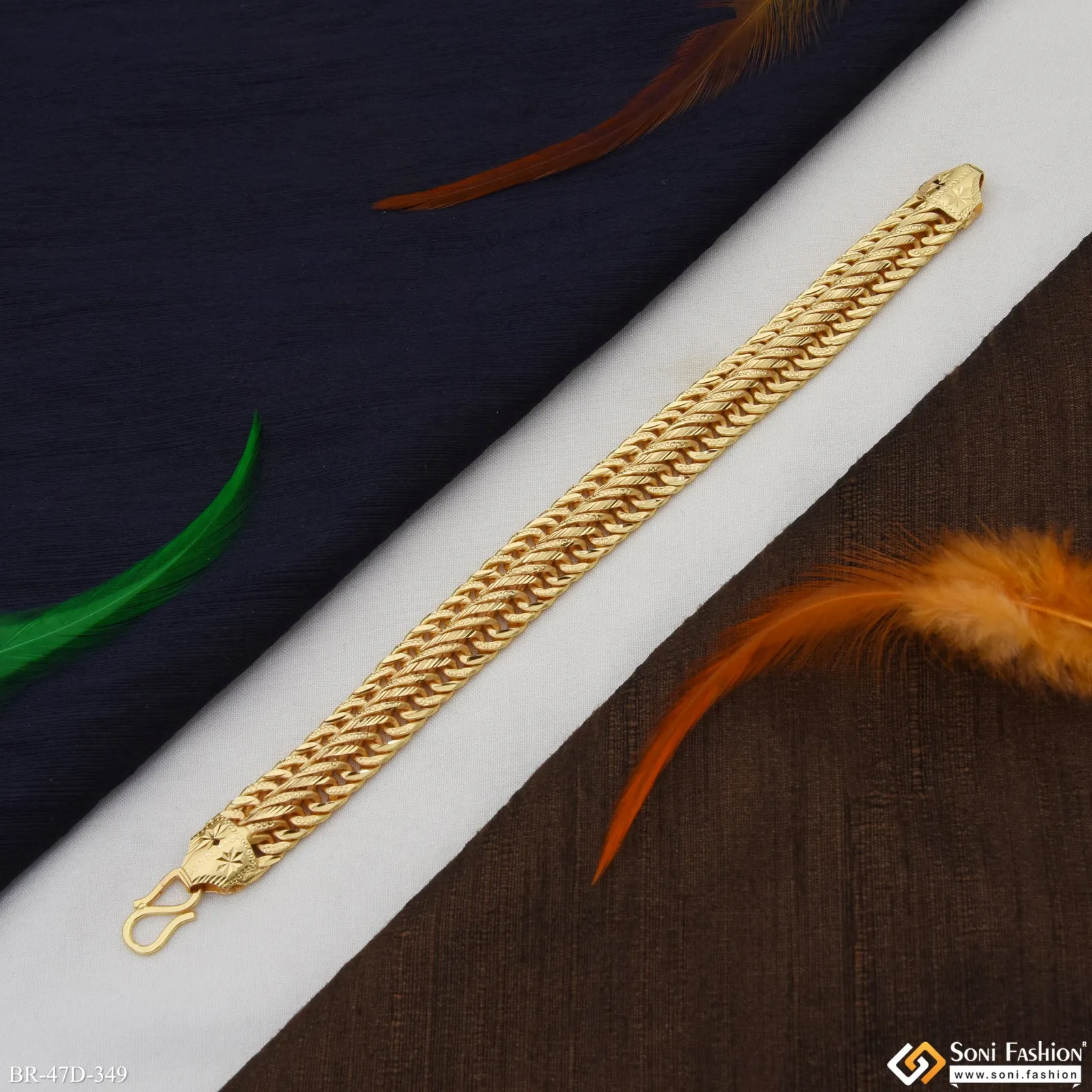 1 Gram Gold Plated Delicate Design Link Bracelet for Men - Style D349