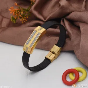 1 Gram Gold Plated with Diamond Fashionable Design Bracelet for Men - Style C511