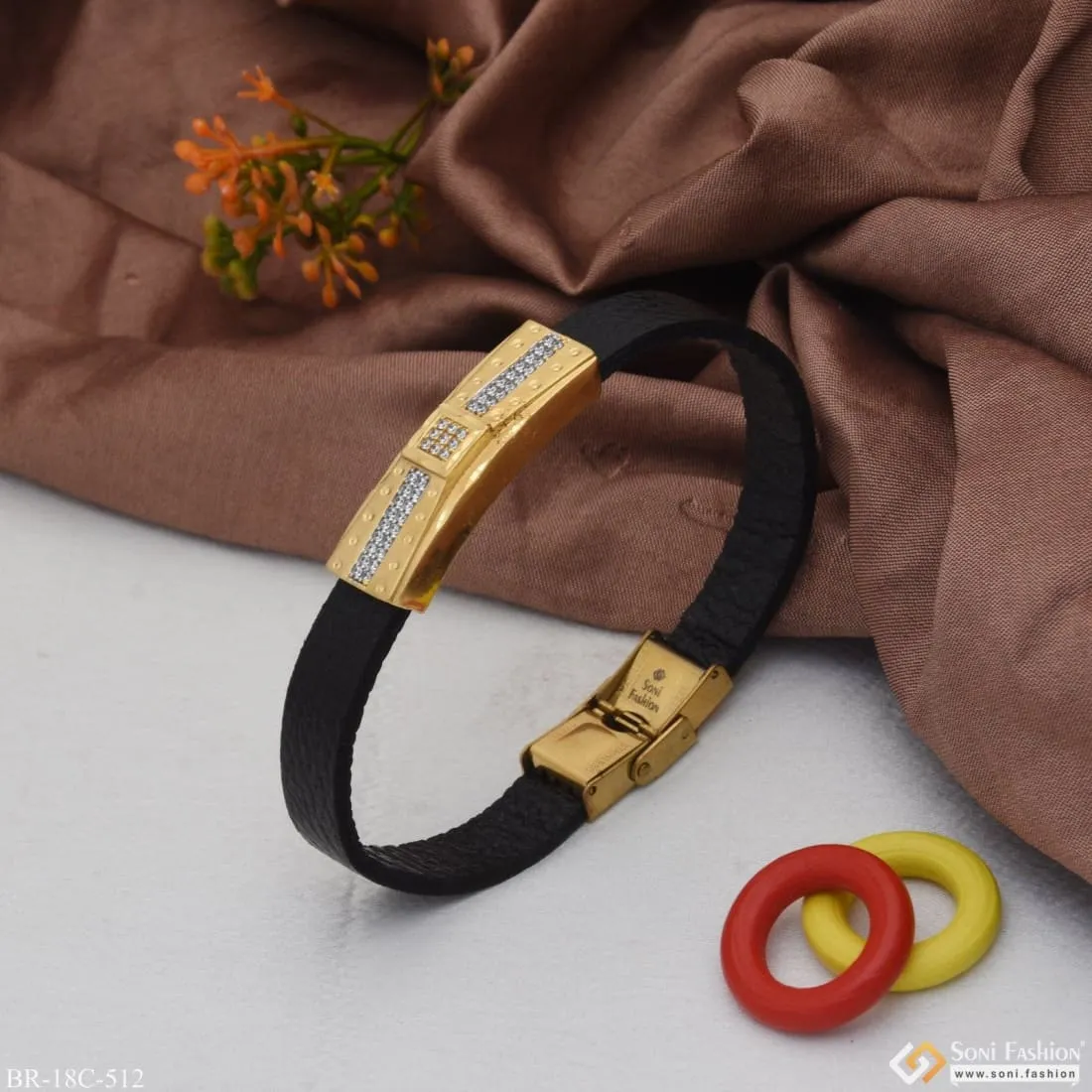 1 Gram Gold Plated With Diamond Fashionable Design Bracelet For Men - Style C512