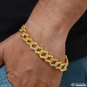 1 Gram Gold Plated With Diamond Fashionable Design Bracelet For Men - Style C777