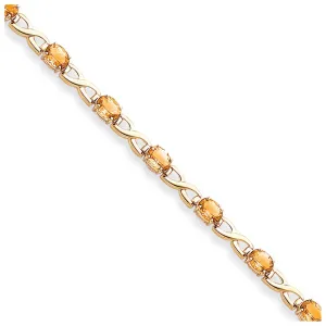 14K 7X5Mm Oval Citrine Bracelet
