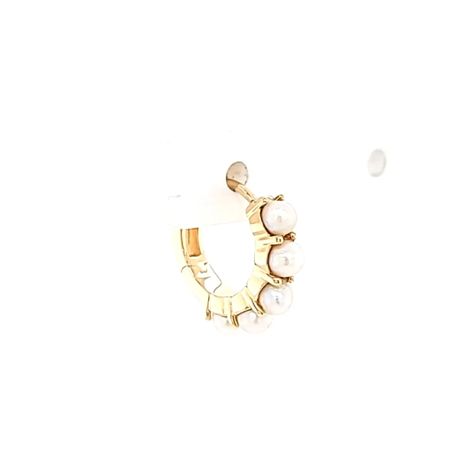 14k Yellow Gold Freshwater Pearl Hoop Earrings (I7745)