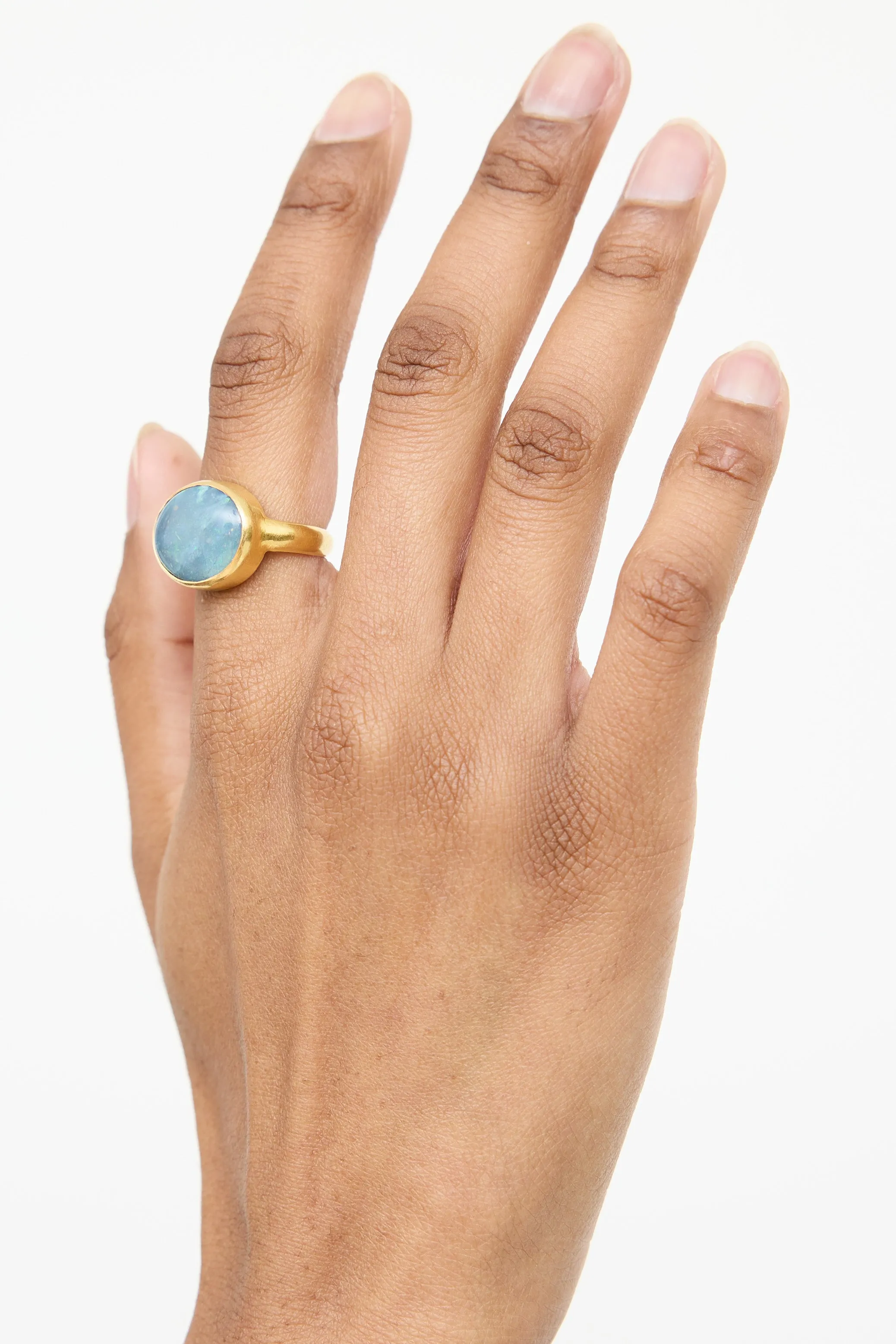 22K Yellow Gold Opal Oval Ring