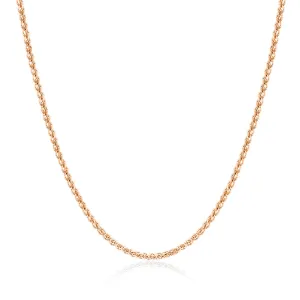9ct Rose Gold 1.7mm Round Diamond Cut Magic Wheat Link Adjustable Chain