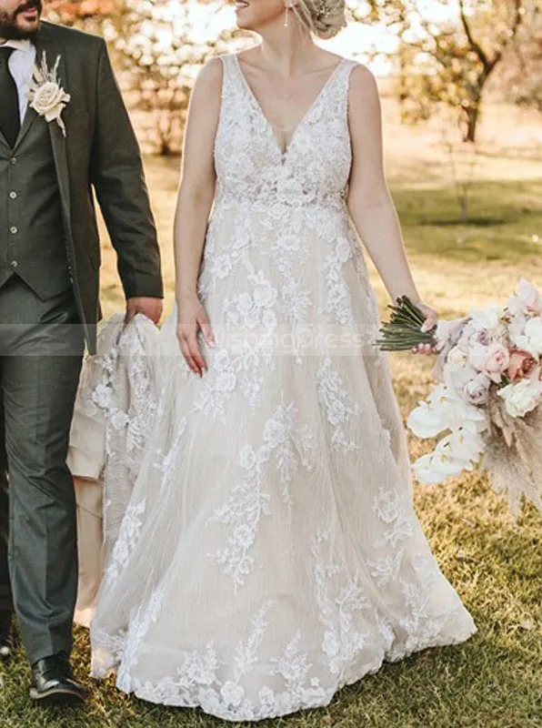 A-line Lace Wedding Gown,Luxurious Wedding Dress,WD00877