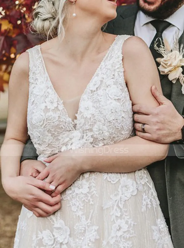 A-line Lace Wedding Gown,Luxurious Wedding Dress,WD00877