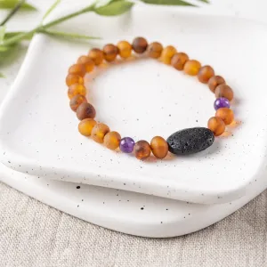Adults | Amethyst   Raw Cognac Aromatherapy Pendant Bracelet