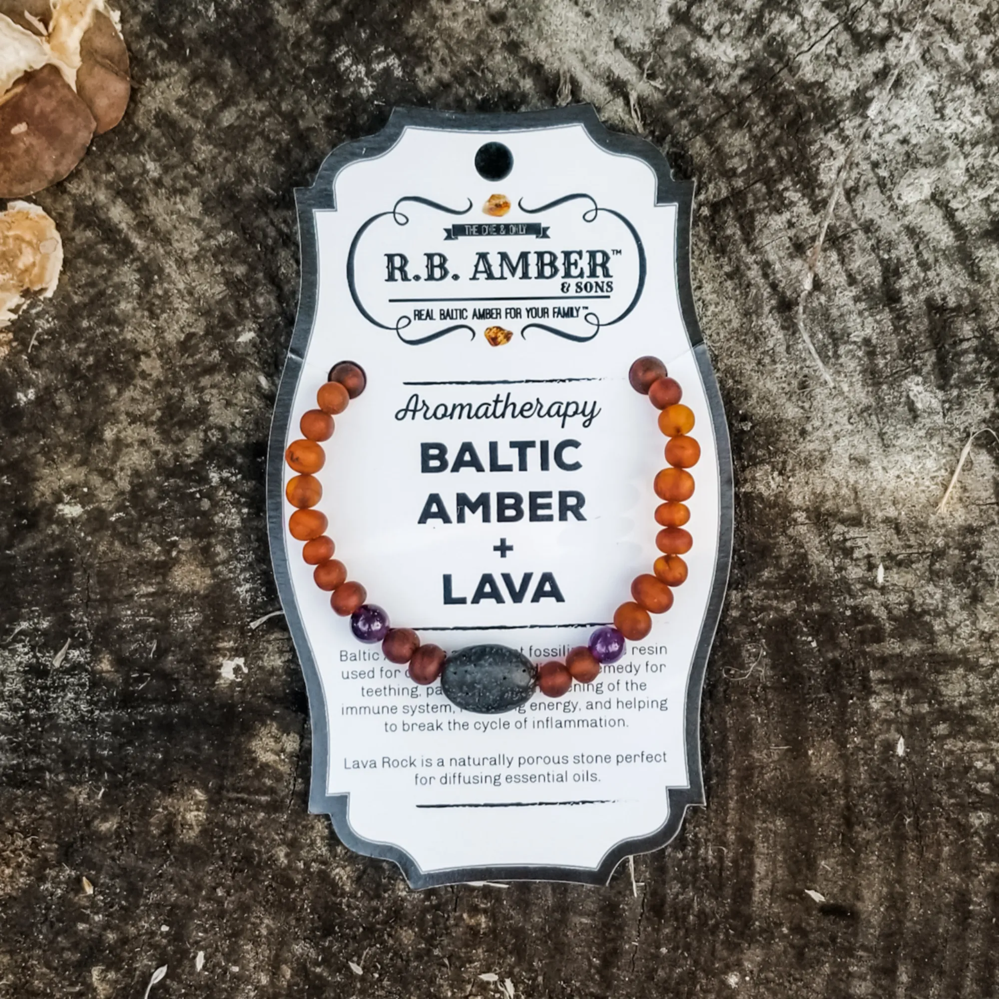 Adults | Amethyst   Raw Cognac Aromatherapy Pendant Bracelet