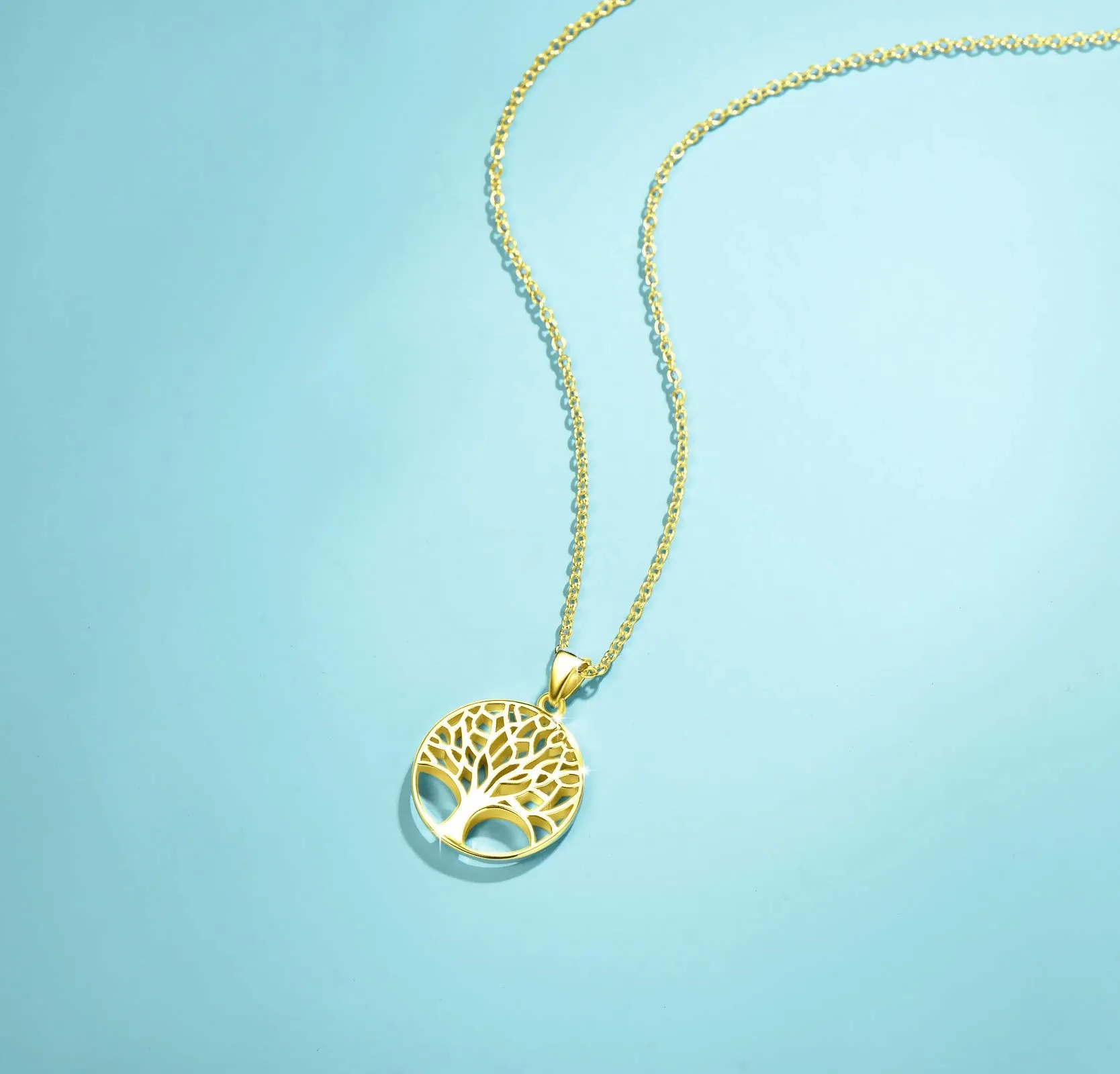 Agvana Tree of Life Necklace Earrings for Women Gold Plated Sterling Silver Family Tree Pendant Anniversary Birthday Jewelry Christmas Gifts for Girls Mom Grandma Wife Daughter Her with Jewelry Box