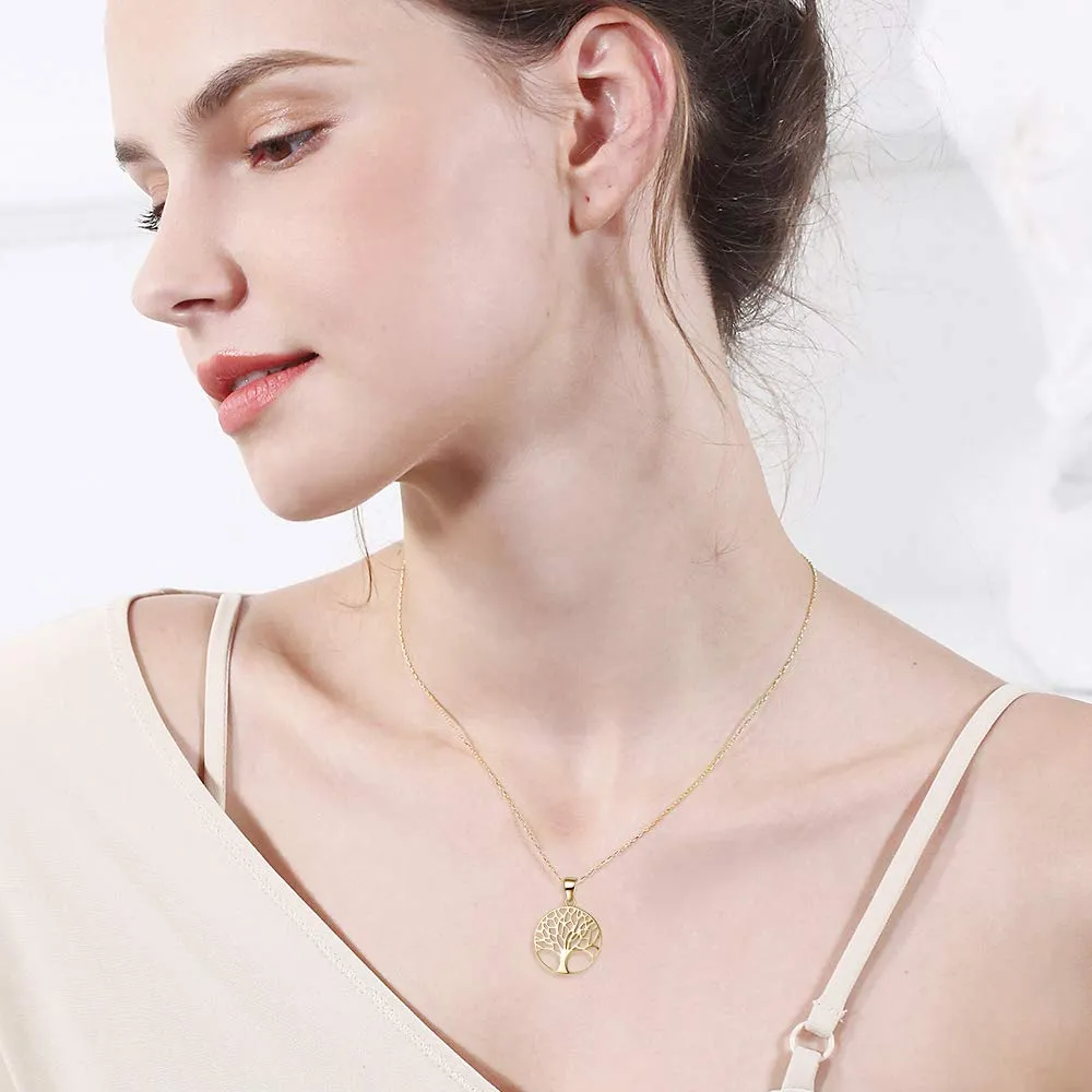Agvana Tree of Life Necklace Earrings for Women Gold Plated Sterling Silver Family Tree Pendant Anniversary Birthday Jewelry Christmas Gifts for Girls Mom Grandma Wife Daughter Her with Jewelry Box