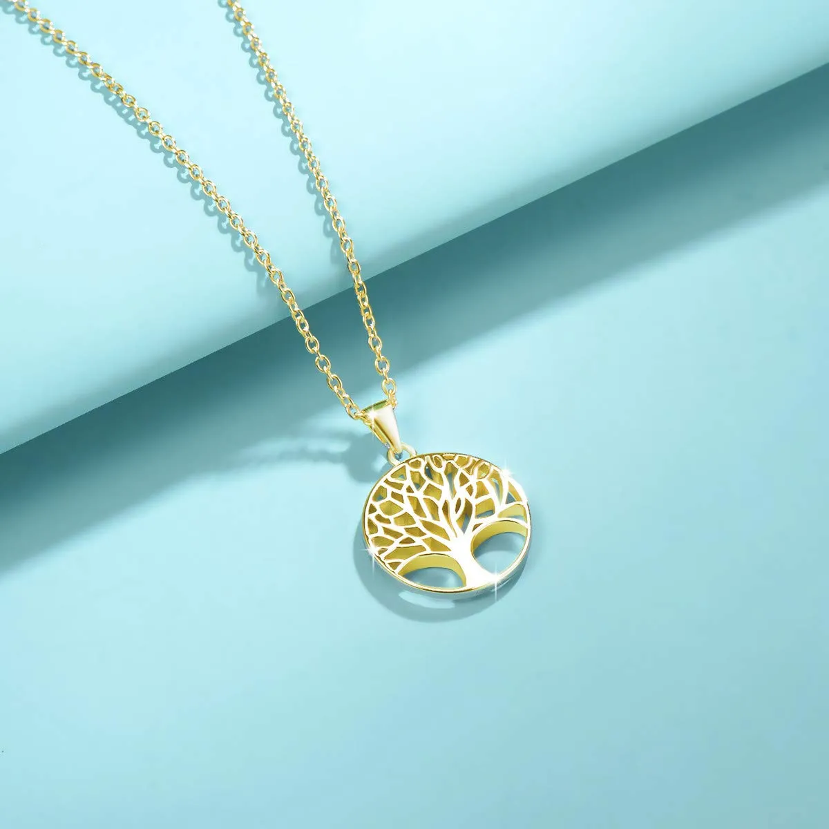 Agvana Tree of Life Necklace Earrings for Women Gold Plated Sterling Silver Family Tree Pendant Anniversary Birthday Jewelry Christmas Gifts for Girls Mom Grandma Wife Daughter Her with Jewelry Box
