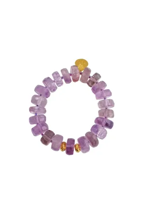 Amethyst Rondelle Gold Accent Stretch Bracelet