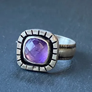 Amethyst sterling silver organically shaped raw rustic ring size 7 or 8