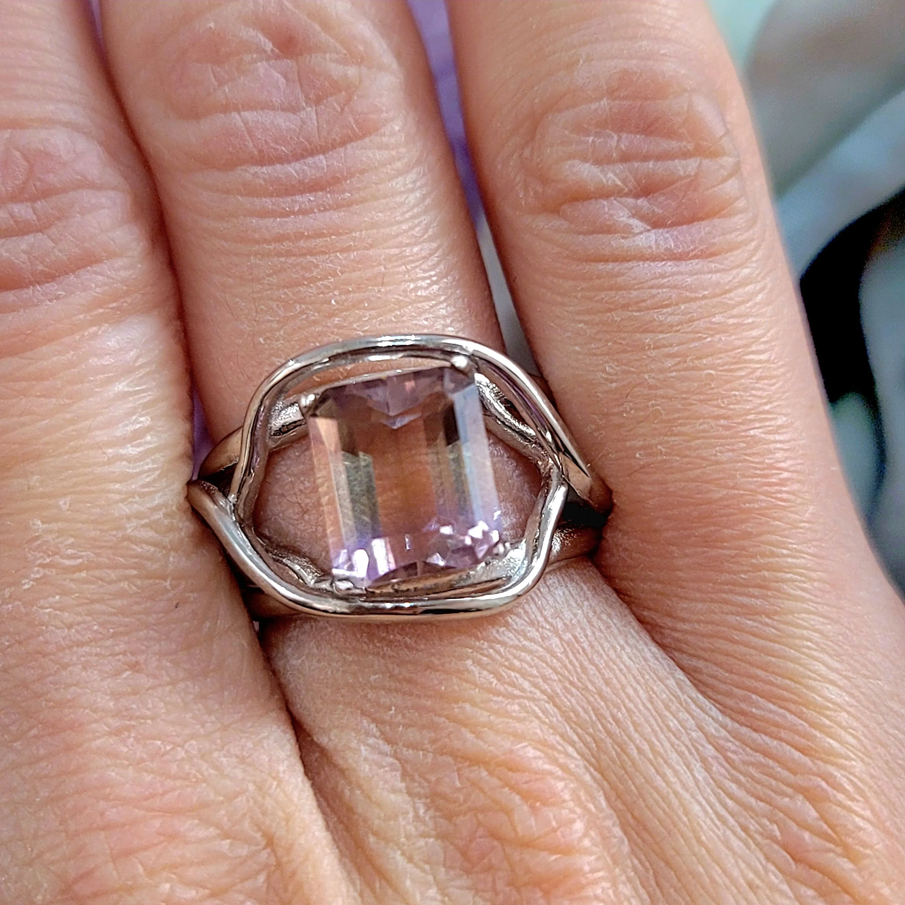 Ametrine Finger Bracelet Ring for Empowerment and Harmony