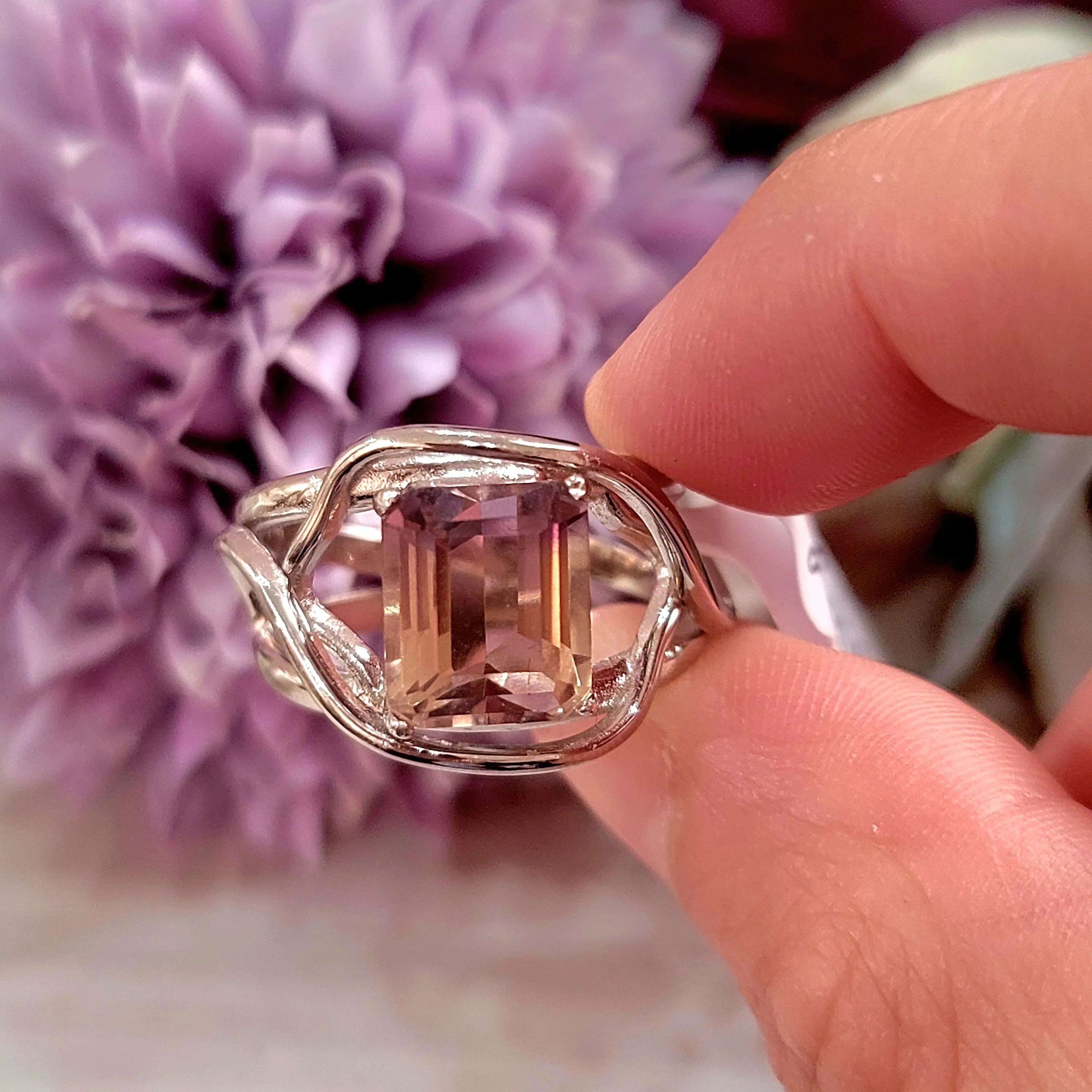 Ametrine Finger Bracelet Ring for Empowerment and Harmony