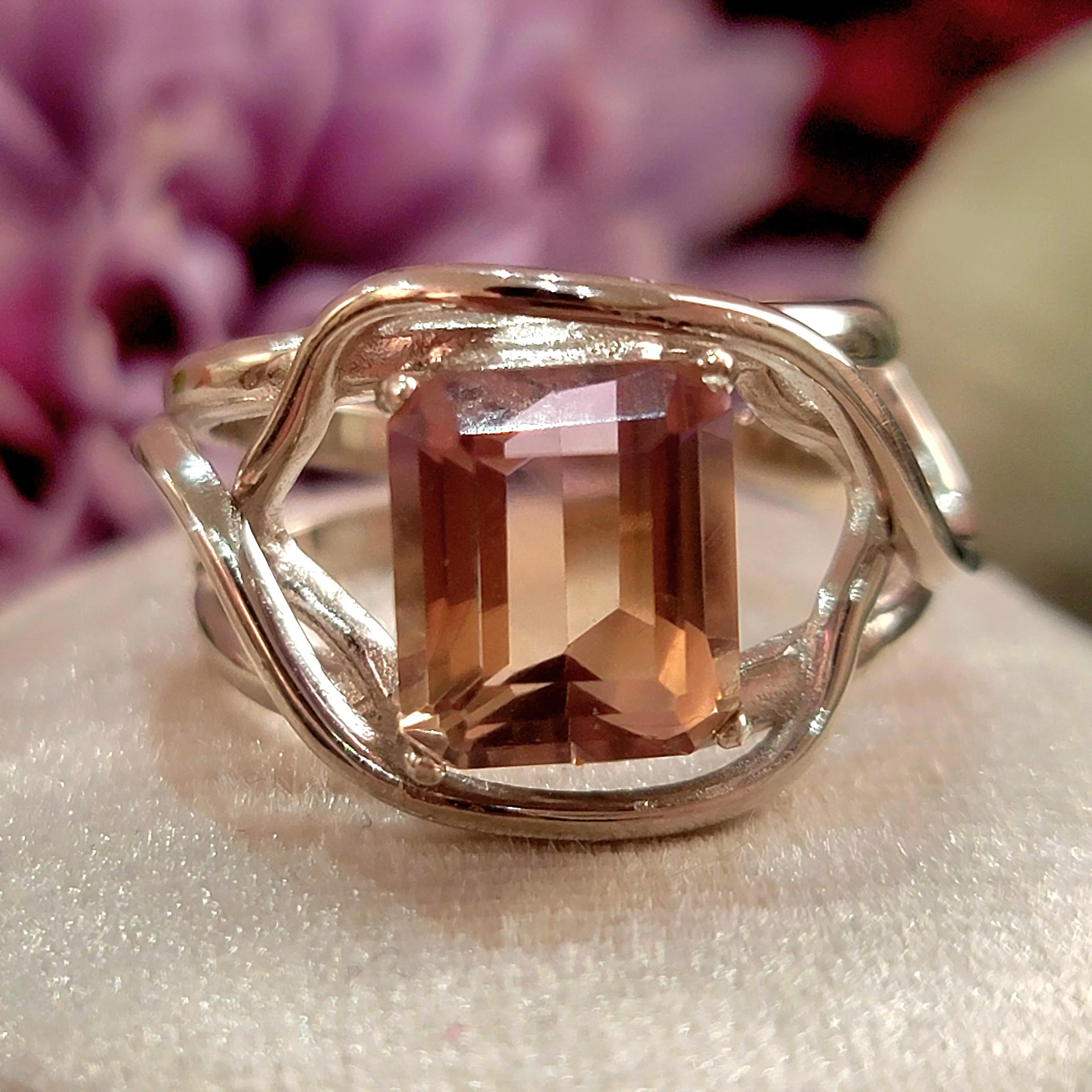 Ametrine Finger Bracelet Ring for Empowerment and Harmony