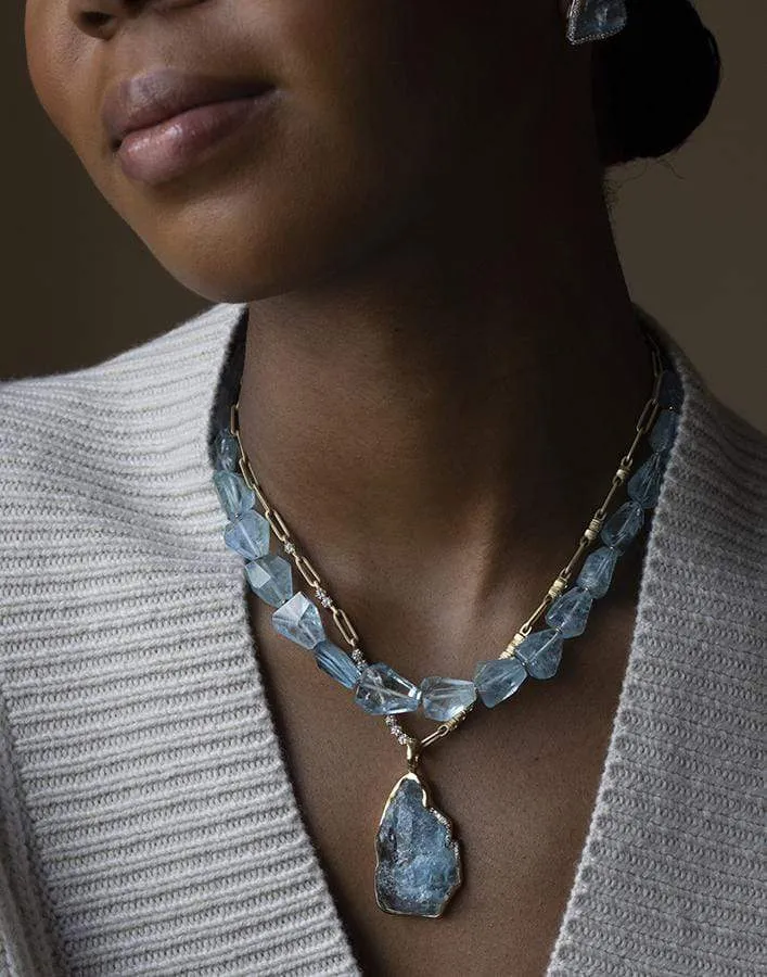 Aquamarine Bead Necklace