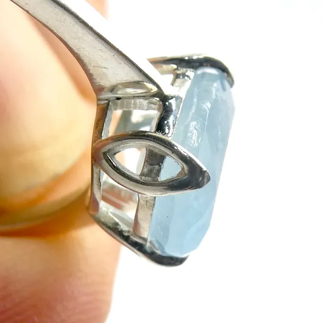 Aquamarine Ring, Faceted Oval, 925 Sterling Silver, r1