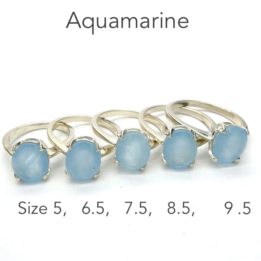 Aquamarine Ring, Faceted Oval, 925 Sterling Silver, r1