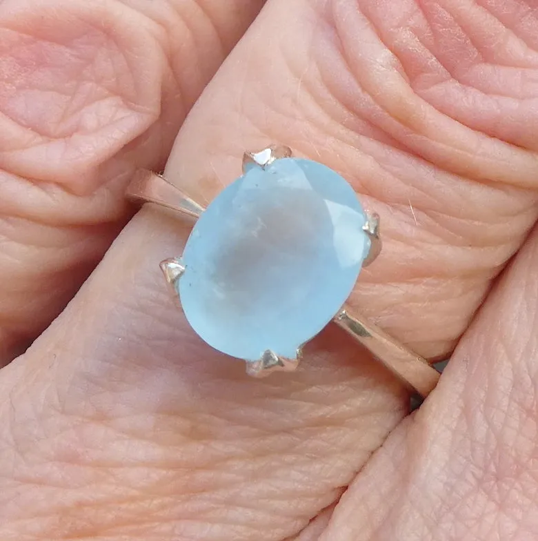 Aquamarine Ring, Faceted Oval, 925 Sterling Silver, r1