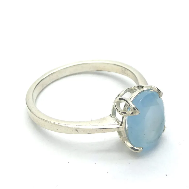 Aquamarine Ring, Faceted Oval, 925 Sterling Silver, r1