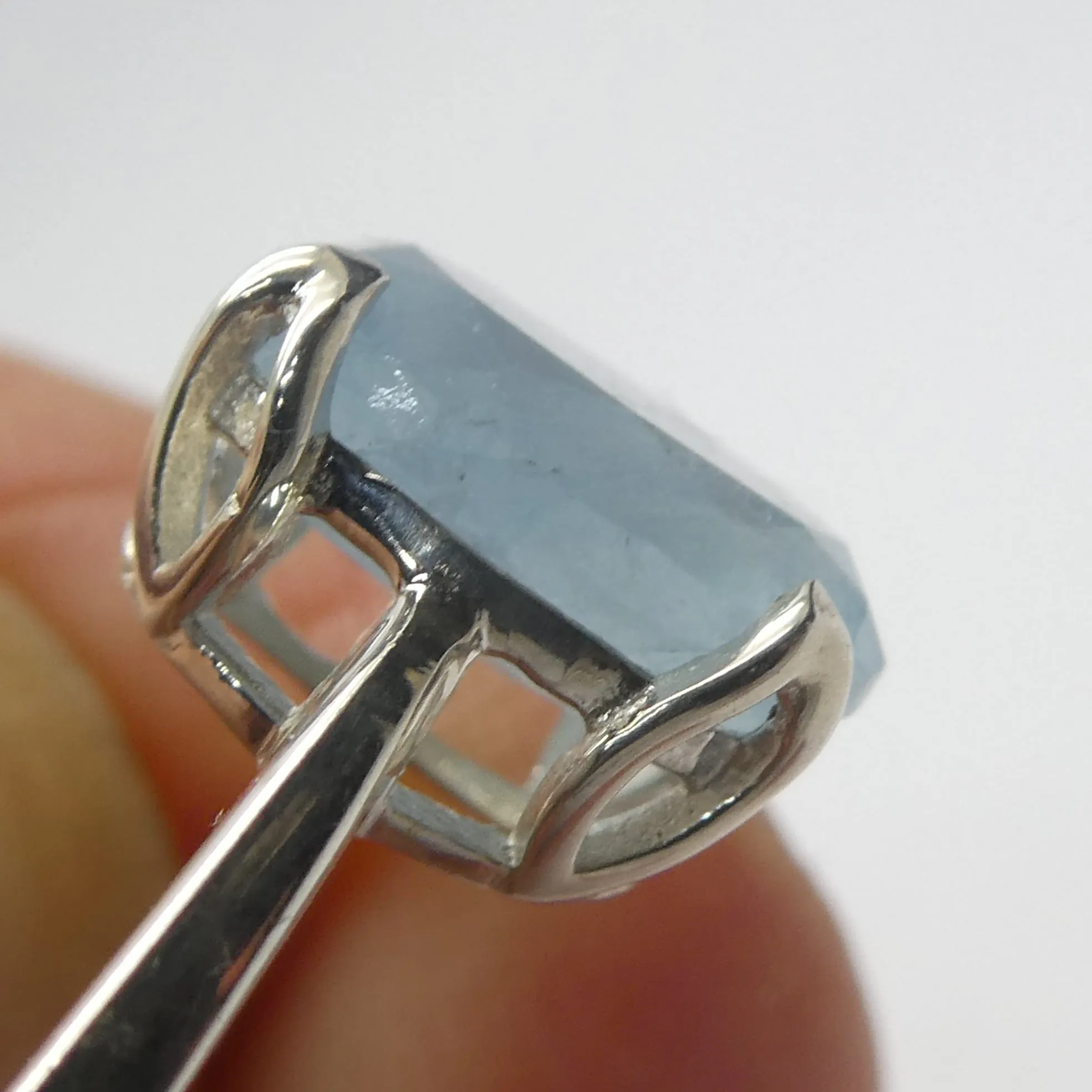 Aquamarine Ring, Faceted Oval, 925 Sterling Silver, r1