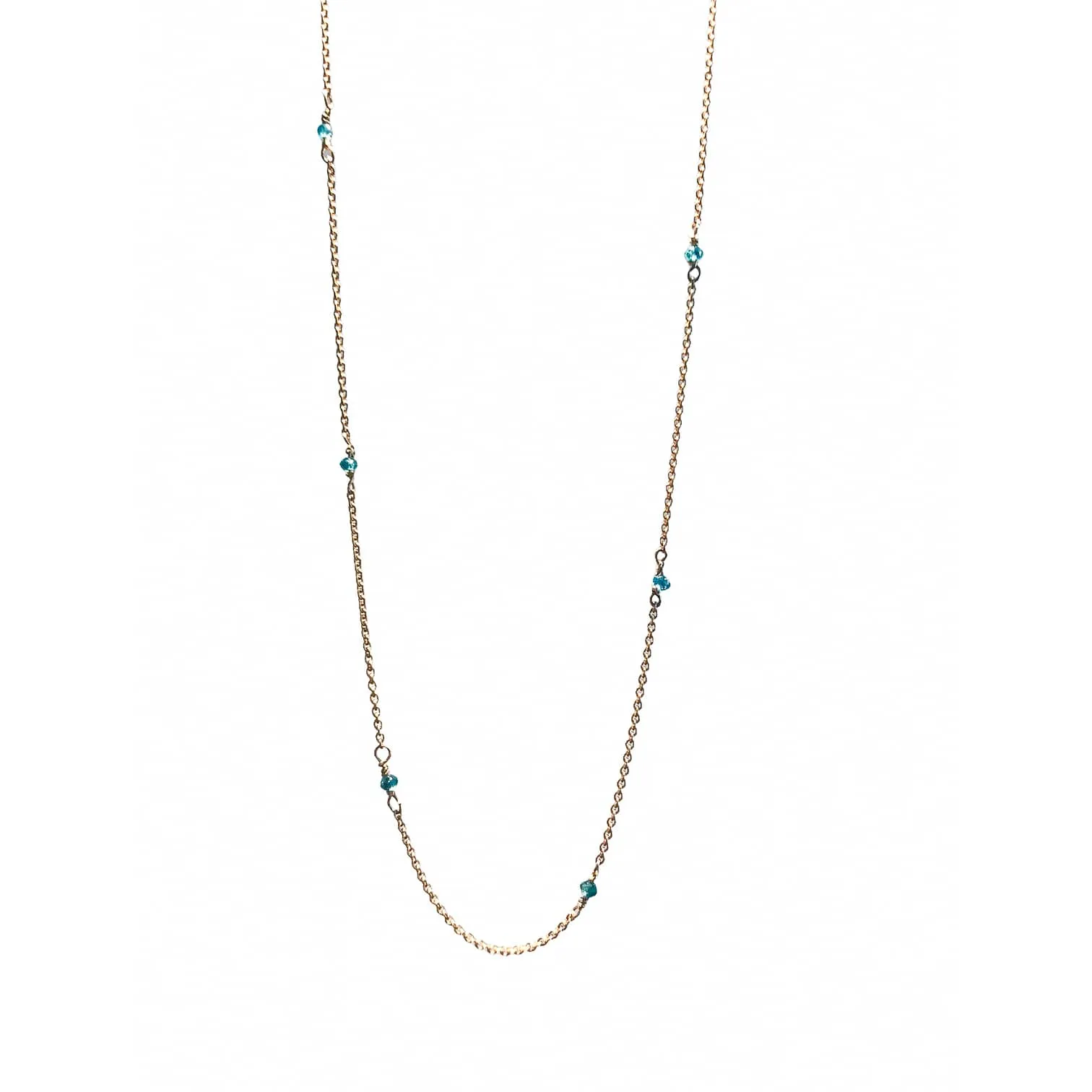 Beads 14 kt gold turquoise diamond necklace