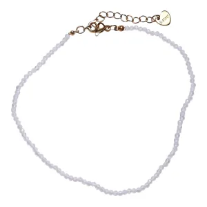 Bracelet/chaine de cheville Pierre de lune perle facetté 2-3 mm avec fermoir acier inoxydable (référence 12)