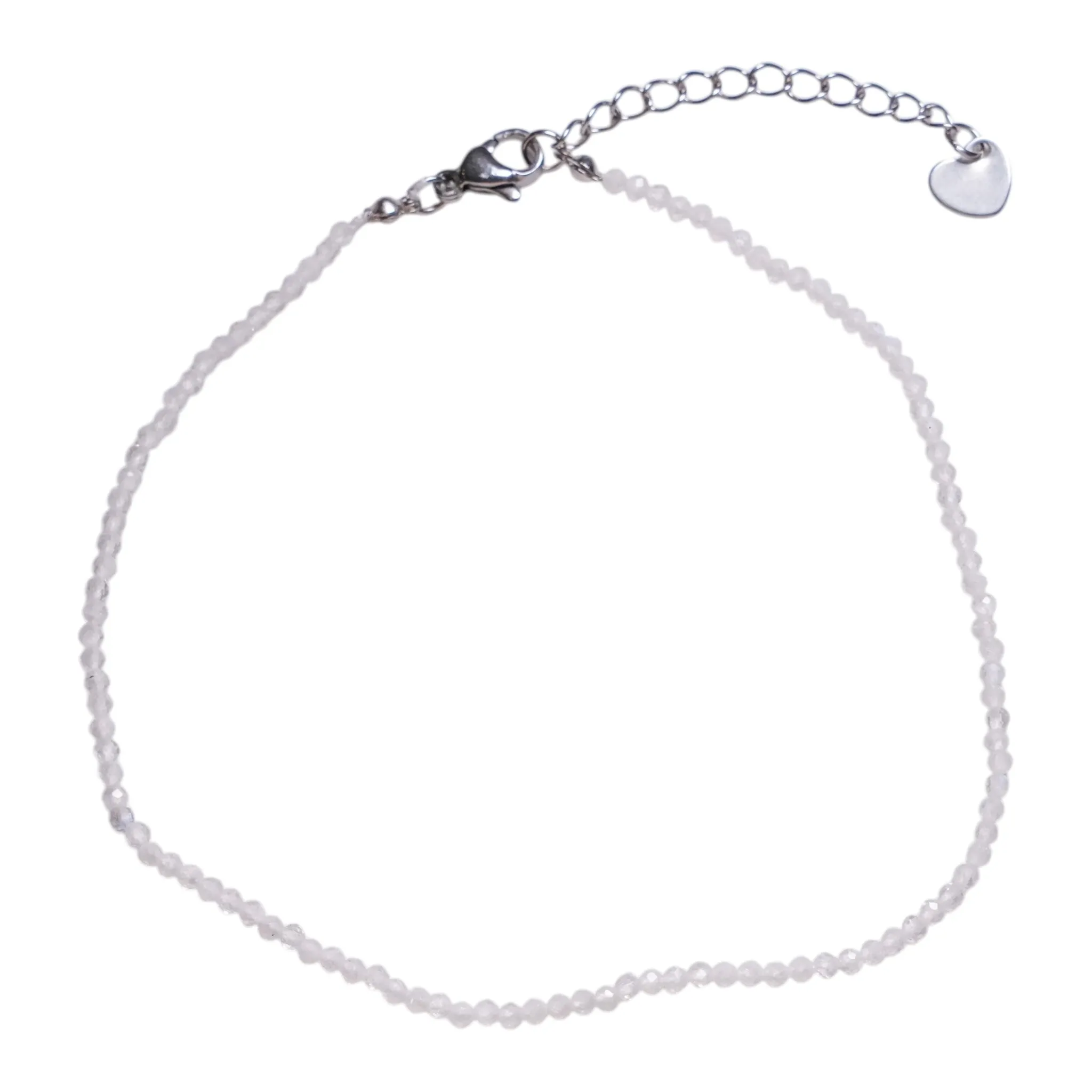 Bracelet/chaine de cheville Pierre de lune perle facetté 2-3 mm avec fermoir acier inoxydable (référence 12)