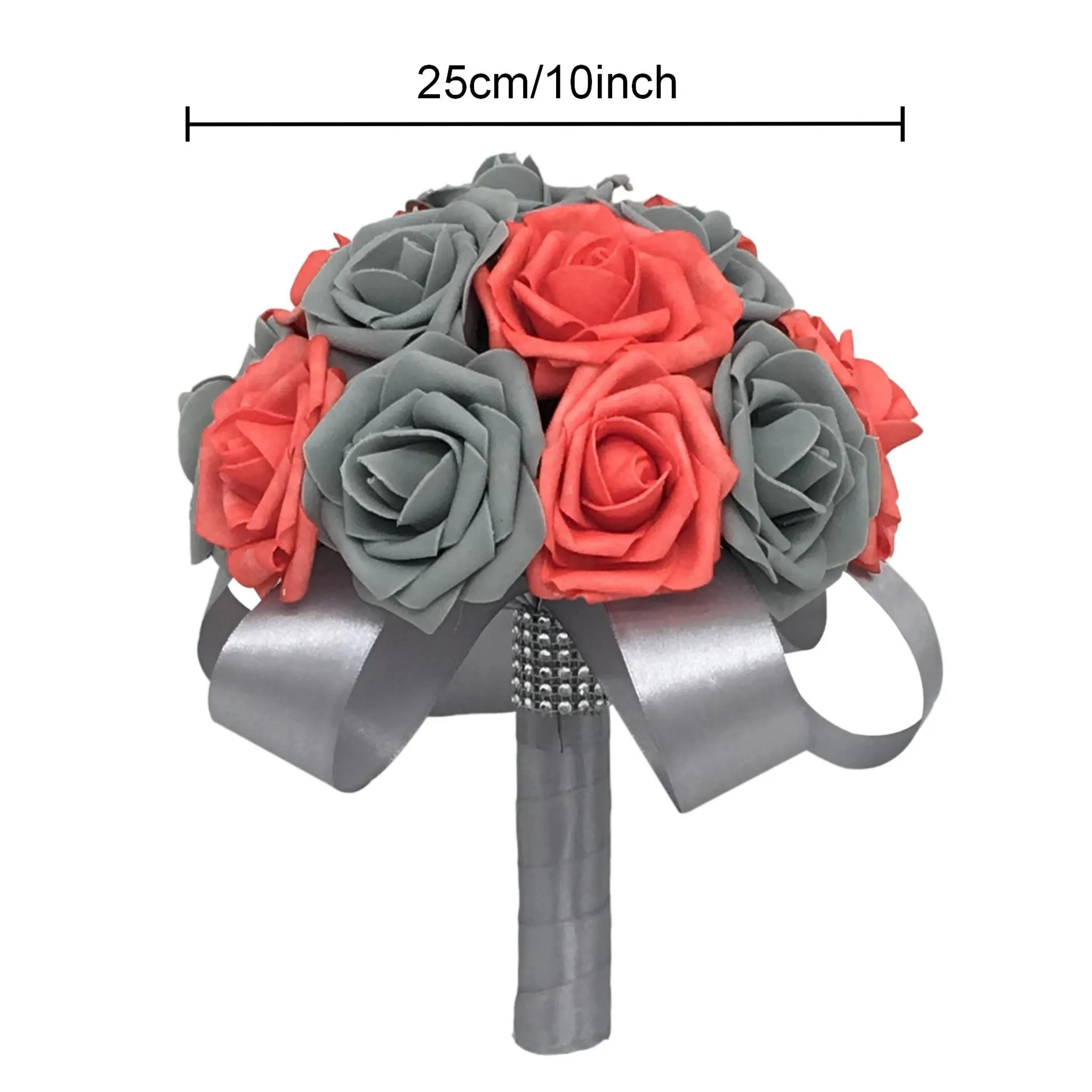 Bridal Wedding Bouquet Coral Gray Rose