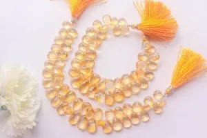 Citrine Briolette Faceted | 9x13mm | 48 Pieces Full Strand | 8 Inch | Citrine faceted pear briolette | Matching Pairs for Jewelry