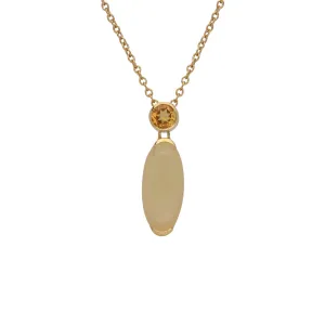 Collier Oval Kosmos Argent 925 Plaqué Or Citrine et Opale