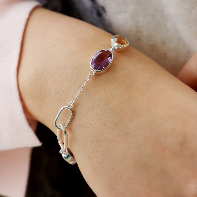 Dainty Amethyst Citrine Bracelet