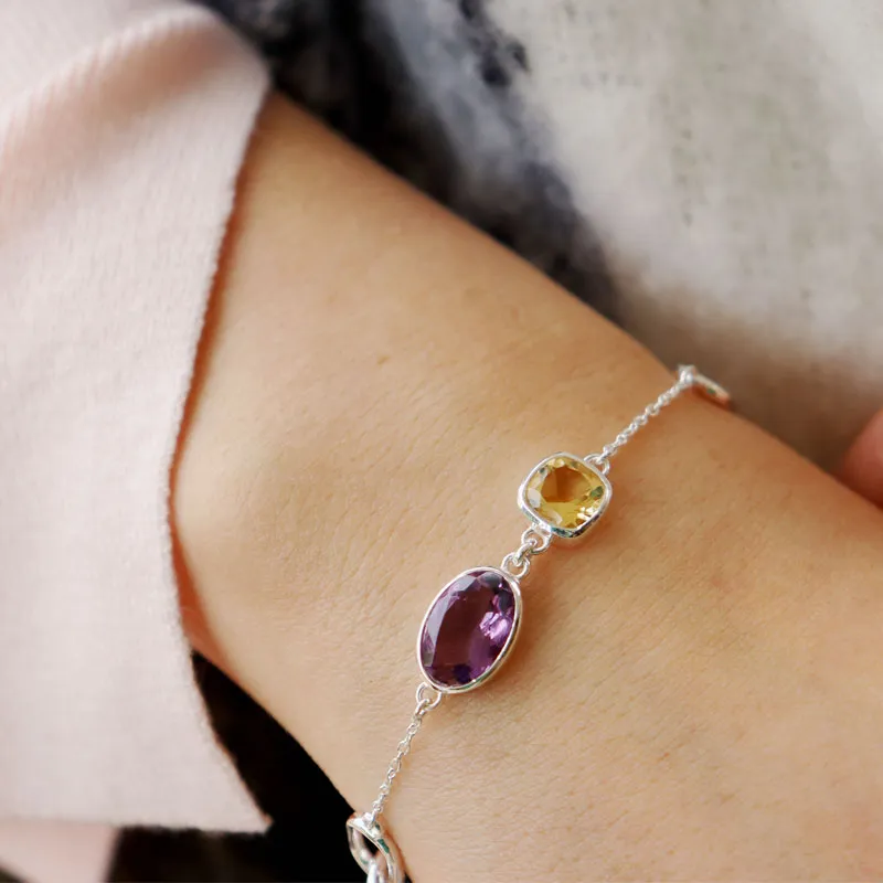 Dainty Amethyst Citrine Bracelet