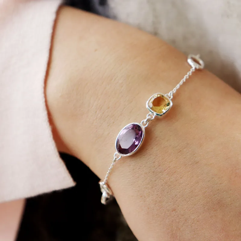 Dainty Amethyst Citrine Bracelet