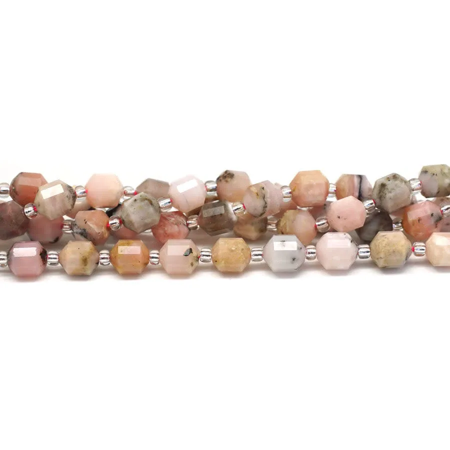 Dakota Stones Pink Opal 6mm Natural Energy Prism Faceted - 15-16 Inch Bead Strand