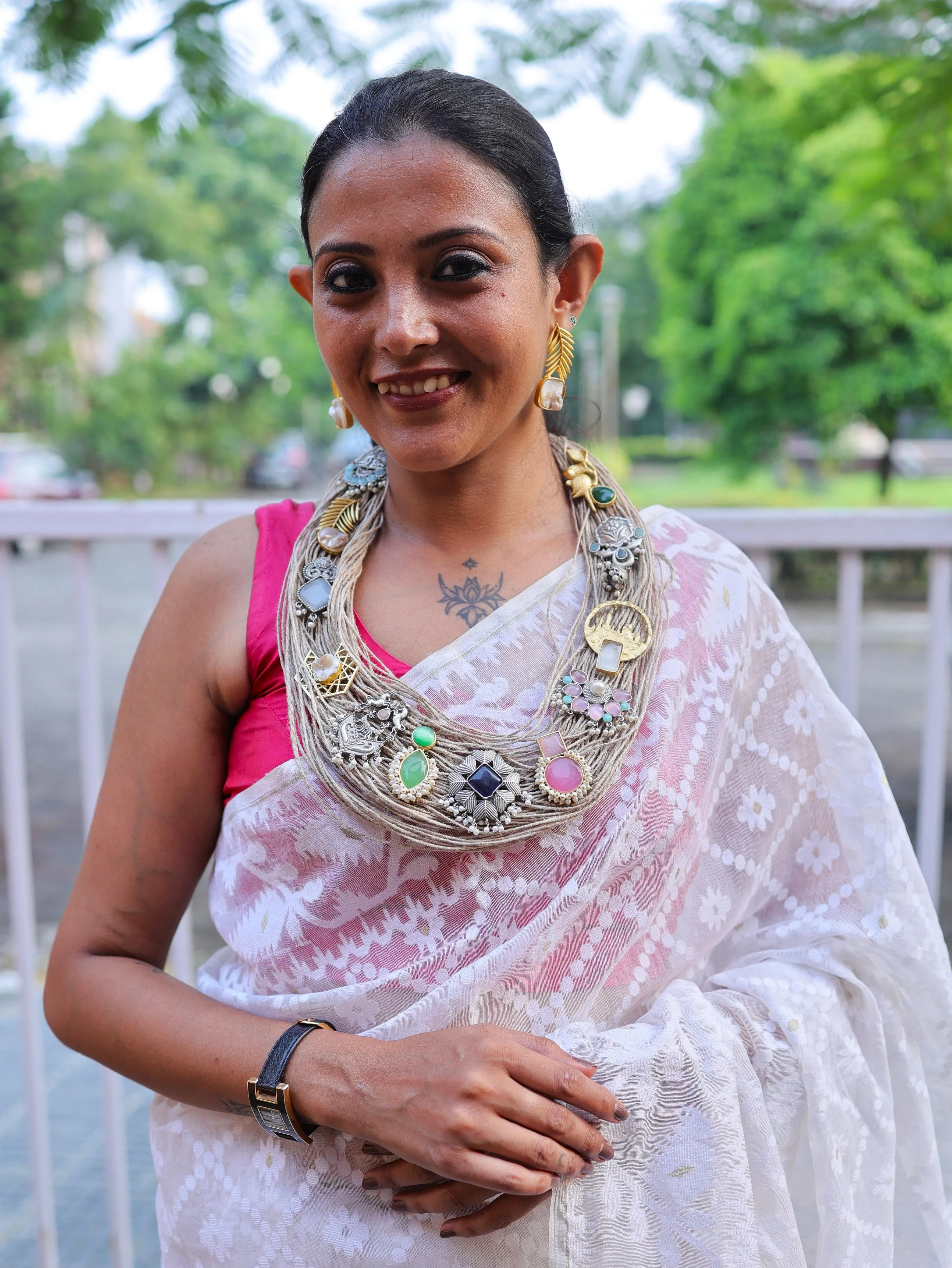 Drisana Jute Ornamental Necklace & Earrings set