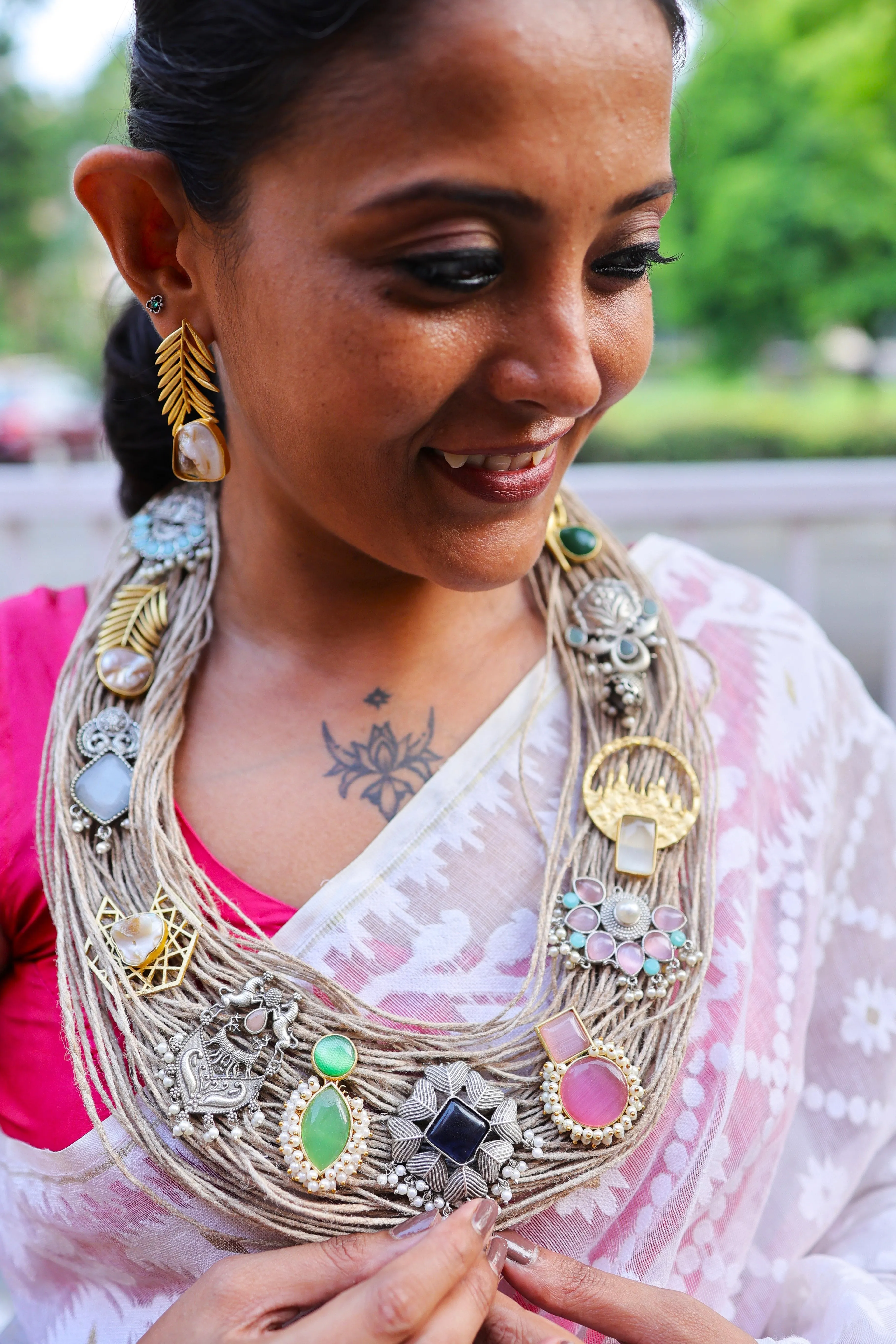 Drisana Jute Ornamental Necklace & Earrings set
