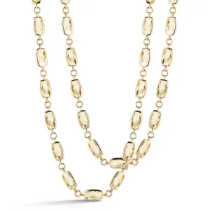 Gaia - Long Necklace with Citrine, 18k Yellow Gold