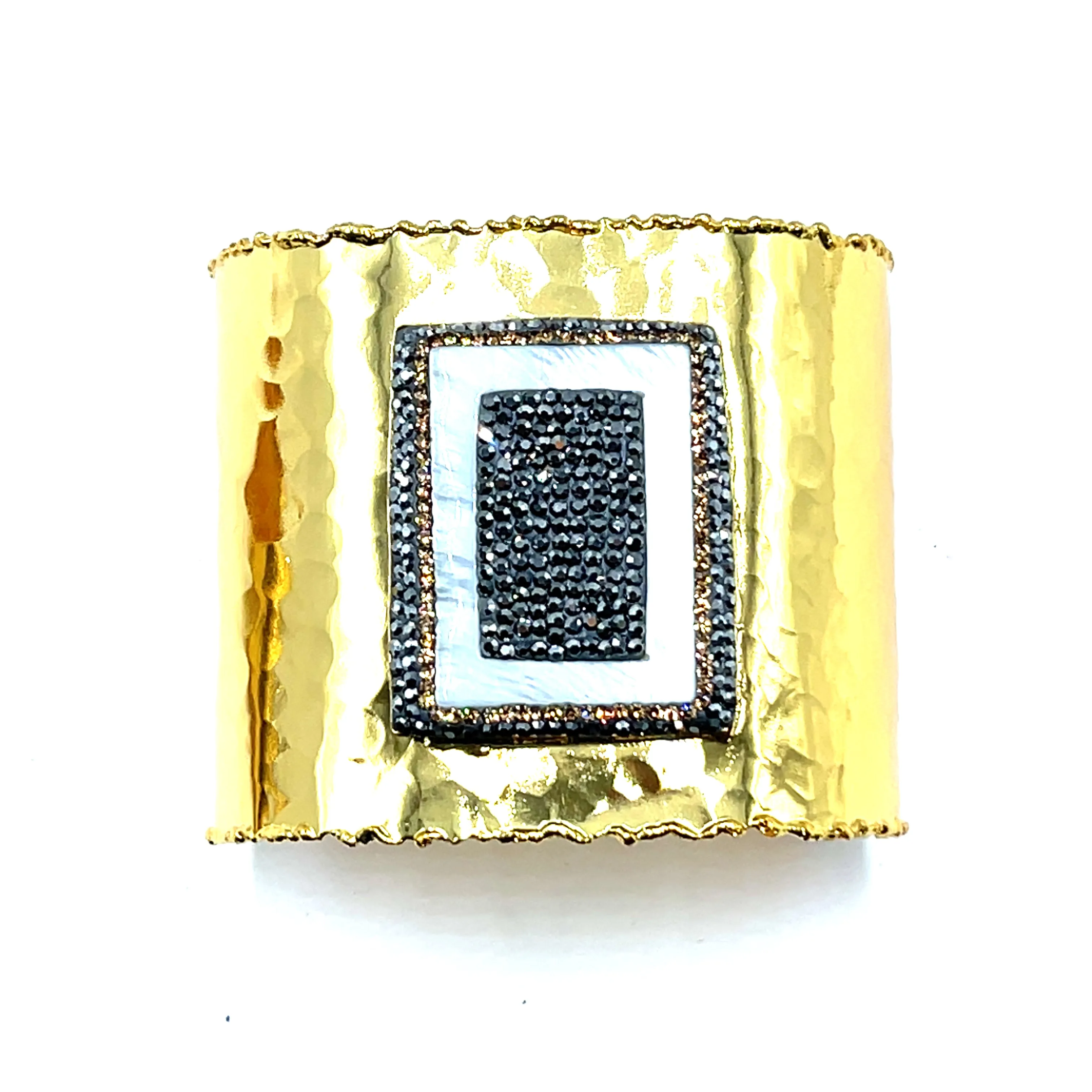 Gemstone Gold Adjustable Statement Cuff Bracelet