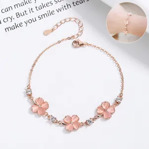 Heart Flower 925 Silver Gold  Opal Crystal Gemstones Chain Bracelets
