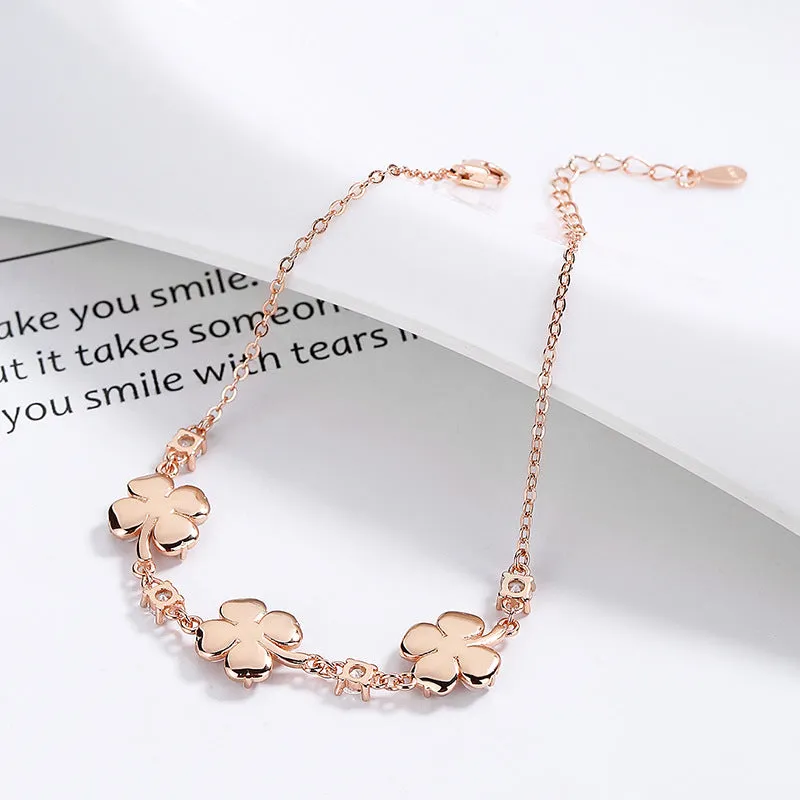 Heart Flower 925 Silver Gold  Opal Crystal Gemstones Chain Bracelets