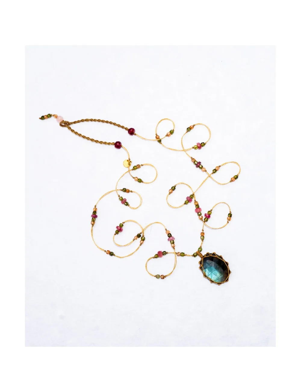 Long Tibetan Necklace - Labradorite Blue Fire