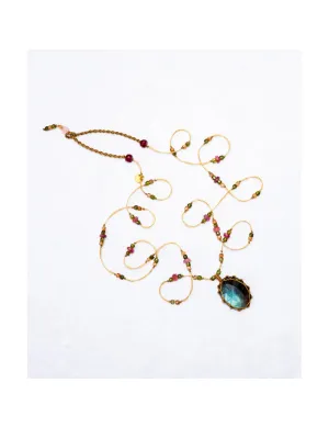Long Tibetan Necklace - Labradorite Blue Fire