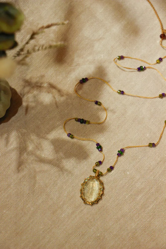 Long Tibetan Necklace - lemon topaze