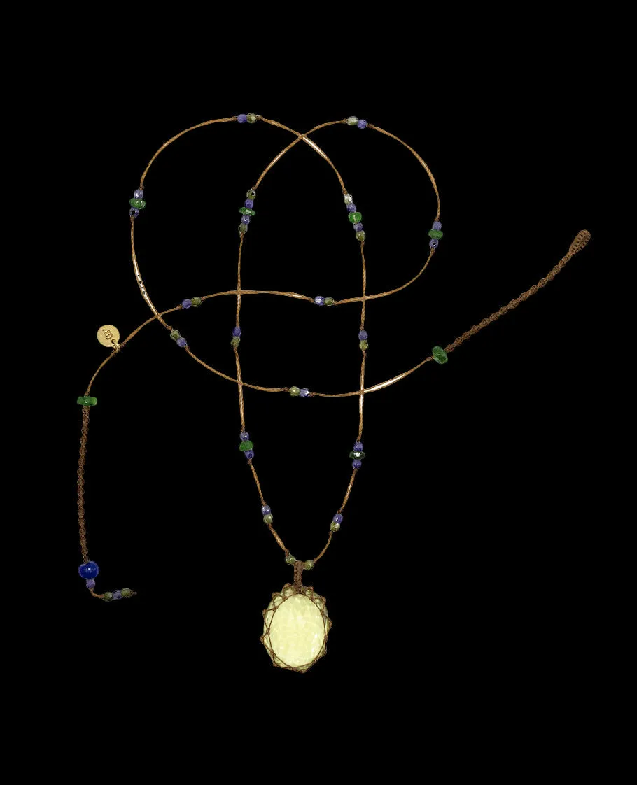 Long Tibetan Necklace - lemon topaze