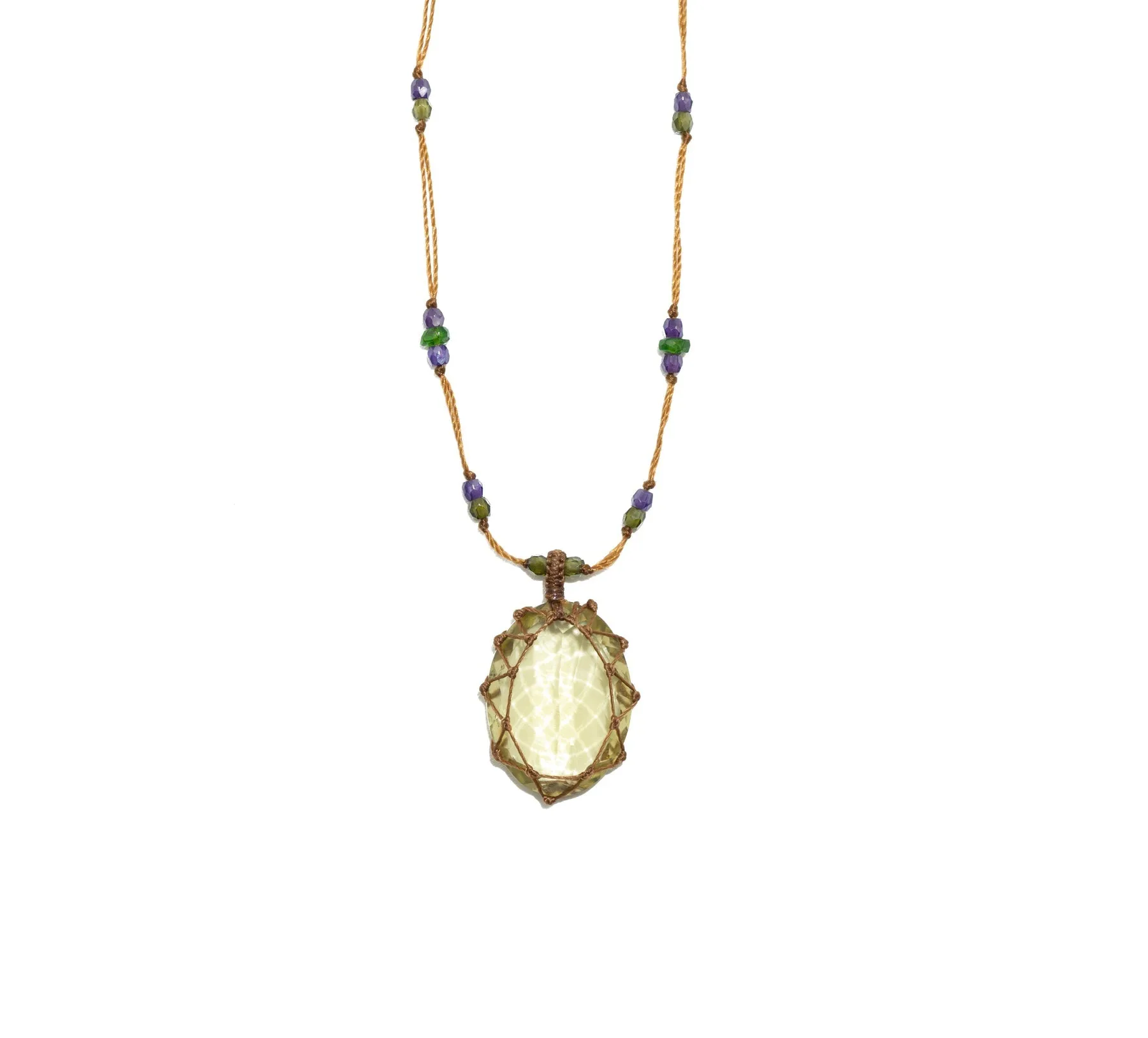 Long Tibetan Necklace - lemon topaze