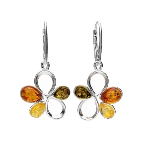 MILENA drop earrings Silver and Amber Multicolor Flower