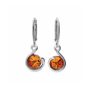 MILENA drop earrings Silver and Amber Round